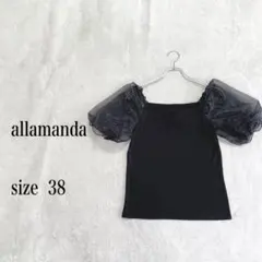 ..《新品タグ付き》allamanda アラマンダ半袖トップスブラック黒38のサムネイル