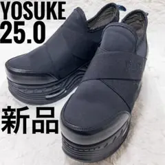 ヨースケ　厚底　スリッポン　ブラック　スニーカー　レディース　ナイロン