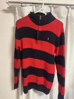 Polo by Ralph Lauren 赤・紺ストライプセーター L