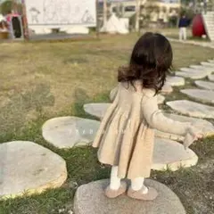 リブニットワンピース ベージュ