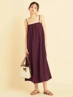バーガンディキャミソールロングワンピース