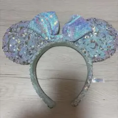 ミッキー型カチューシャ 青紫 スパンコール