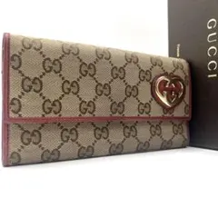 極美品✨GUCCI ラブリーハート GGキャンバス 長財布 ピンク