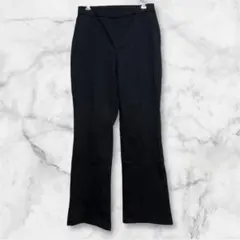 スラックスパンツ　フレア　ハイウェスト　ウエストゴム　黒　大きいサイズ　L