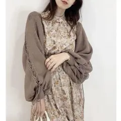 美品 dazzlin レースアップ長袖ショートボレロ モカ