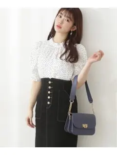 プロポーションボディドレッシング ギャザースリーブブラウス ドット Mサイズ