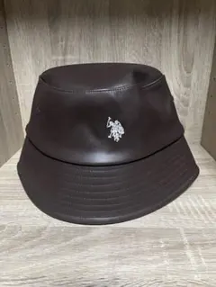 US POLO ASSN 合皮 バケットハット ブラウン