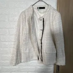 ZARA WOMAN テーラードジャケット M ホワイト卒業入学