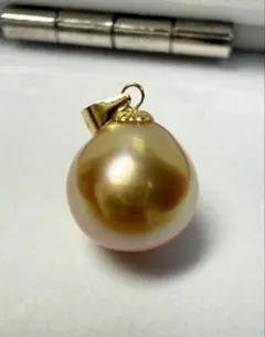 A6830 18k 南洋真珠　金珠　ネックレス　トップ　天然真珠パール　本真珠