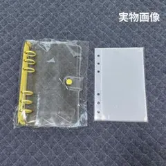 クリア バインダー シール帳 A6 透明 リフィル付 6穴 イエロー 収納