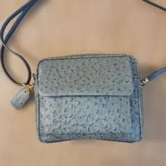 オーストリッチ風 ショルダーバッグ グレー