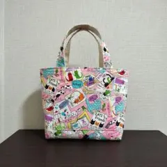 色いろな猫ちゃん達　ハンドメイドのミニトートバッグ 　リバーシブル◎　サブバッグ