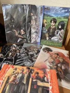 進撃の巨人 クリアファイル ６枚セット&ミニタオル