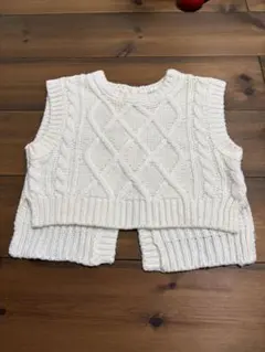 petit main ケーブルニットベスト 100cm ホワイト
