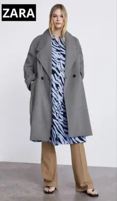 【新品未使用】ZARA チェスターコート ロングコート　グレー　XS