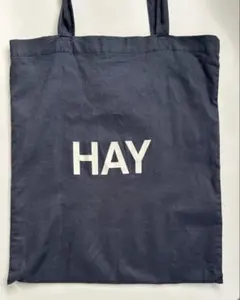 HAY ヘイ　ロゴ トートバッグ ネイビー 縦長 コットン A4可
