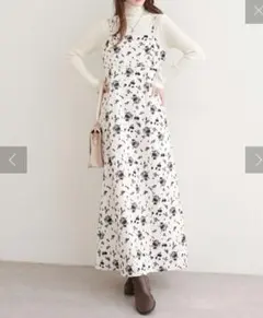 ナチュラルクチュール　オリジナル柄　キャミワンピース　ホワイト