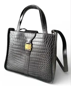 フェラガモ Salvatore Ferragamoブラック クロコ型押2way