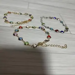 カラフルハートビーズブレスレット3本セット