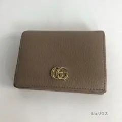 GUCCI グッチ GGマーモント 二つ折り財布 レザー ベージュ コンパクト