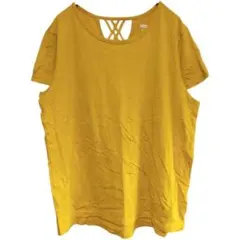 ​US古着 オールドネイビー Tシャツ XXL 黄 マスタード 背中デザイン