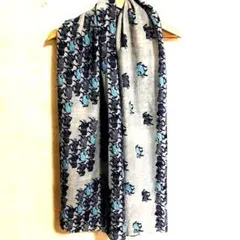 スカーフ　ショール　ブルー系デザイン