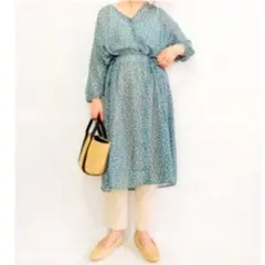 新品タグ付き 羽織り 透けワンピース グリーン