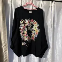 フルーツデザイン 長袖Tシャツ 黒