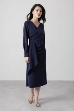 SERPENTINA ギャザーカシュクールワンピース　ネイビー
