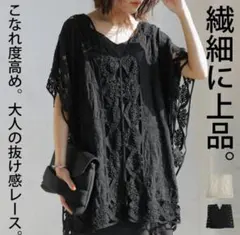 antiqua レース刺繍トップス 黒のサムネイル