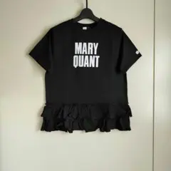 マリークワント　裾 ティアード 切替 ロゴ Tシャツ　ブラック　フリー　新品