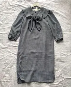 ヴィンテージセーラー風ワンピース ギンガムチェック レトロ
