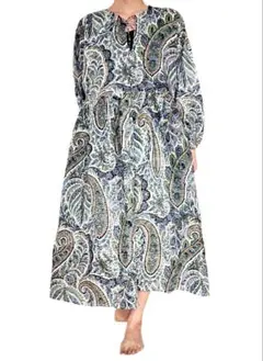 新品✨ペイズリー長袖ワンピース　インド綿