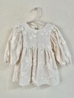 ★ 花柄刺繍ワンピース　タイツ　セット★ 薄ピンク 80 ★入園　春　セレモニー