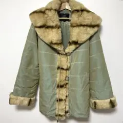 ENAGA ファー付きジャケット Lサイズ ライトグリーン系