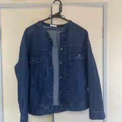 ダークデニム ボタン付きジャケット