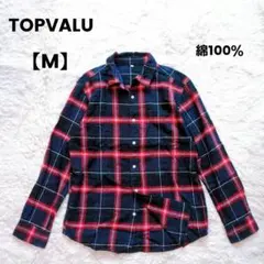 トップバリュ　TOPVALU　ネルシャツ　イオン　ネイビー　カジュアル　Mのサムネイル