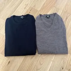 ニットセーター 2点セット Vネック・クルーネック