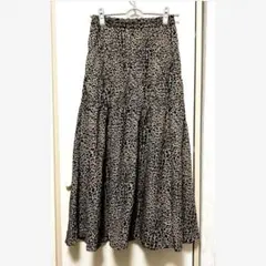 レオパード　アニマル柄フレアスカート　ロング　シャーリングスカート