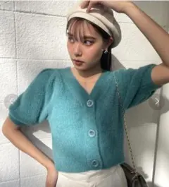 rienda シャギーパフスリーブ２WAYカーディトップス