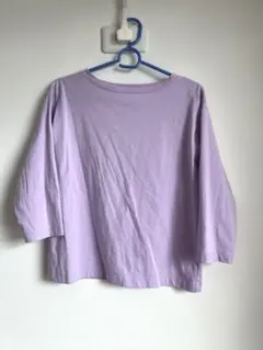 天竺編みボートネック　七分袖 Tシャツ婦人ライトパープル　無印良品　 Ｓサイズ