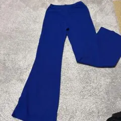 リブ編み フレアパンツ