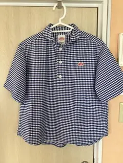 美品 DANTON ダントン ハーフボタン ギンガムチェック シャツ 34