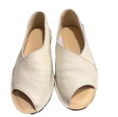 enあしながおじさん　オープントゥフラットレザーシューズ