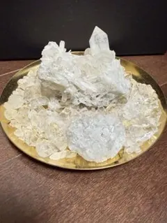 【希少】ヒマラヤ水晶クラスター & レムリアンさざれ & 金皿 豪華浄化セット