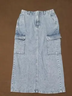 GU ライトブルー デニムロングスカート Lサイズ