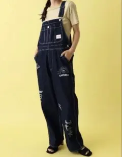 ◆ロデオクラウンズ◆Ryu Ambe Paintサロペット　デニム　M