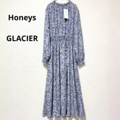 グラシア 花柄 ロングワンピース シフォン ハイネック ボリュームスリーブ