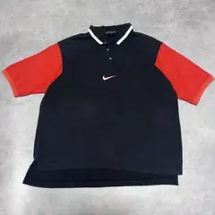 90s NIKE GOLF センタースウォッシュ ポロシャツ L 黒赤 ツートンのサムネイル