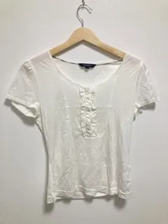 【美品】バーバリーロンドン　白　フリル　Tシャツ　トップス　Sサイズ　レディースのサムネイル